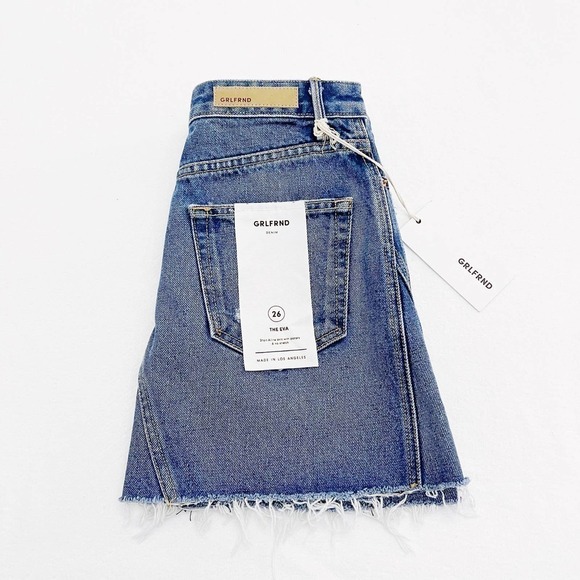 GRLFRND Denim The Eva Short A-Line Skirt with Panels No Stretch SZ26 - Picture 7 of 8